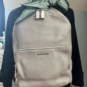 Michael Kors Light Gray Backpack with Scarf Accent